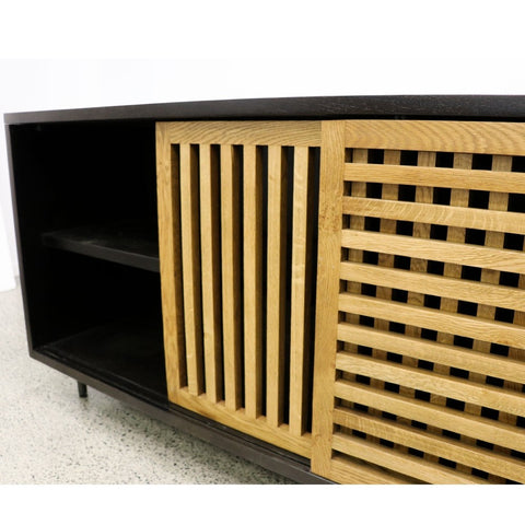 Barrett Sideboard Entertainment Unit With Oak Sliding Doors Modern Chic