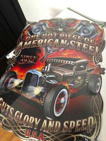 Guts Glory & Speed American Hotrod Quality Embossed Wall Art Sign