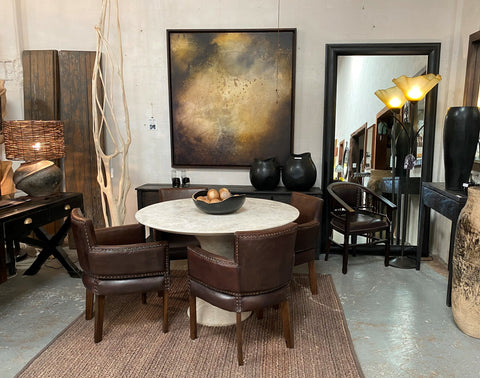 Round Luxury Tavertino Apartmento Dining Table 1.2m