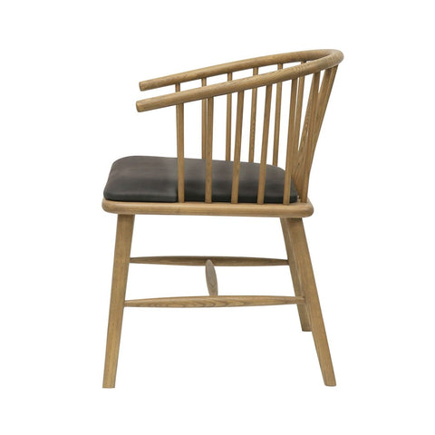 Ankara Wood & Black Leather Dining Chair / Occasional Chair