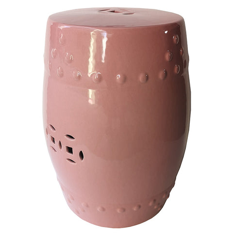 Blush Pink Antiquity Ceramic Cut Out Classic Side Table / Seat Stool / Foot Stool