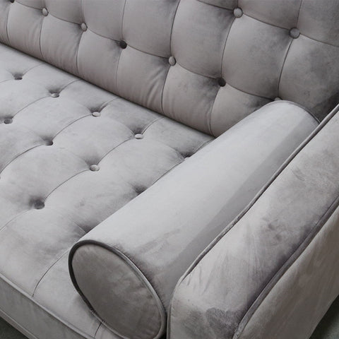 Puerto Grey Velvet Luxurious Three Seater Sofa / Lounge Suite