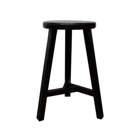 Round Black Reclaimed Elm Parq Bar Stool / Barstool / Counter Stool - Handcrafted Farmhouse Chic