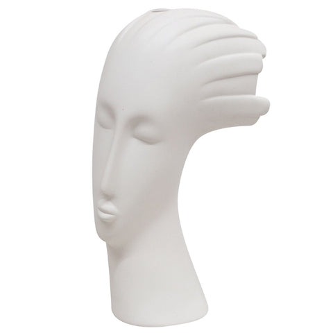 Chalky White Female Face Vase Decorative Display Ornament