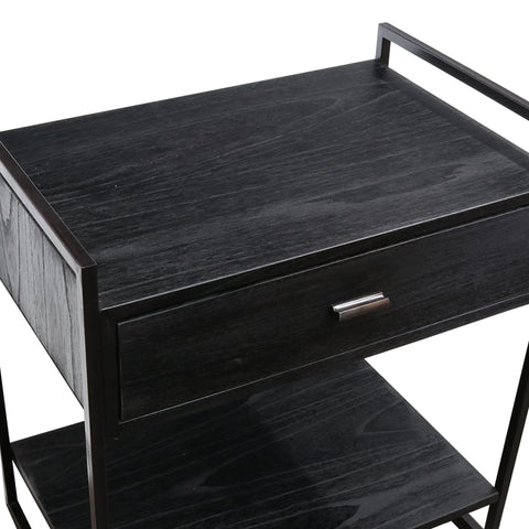 Gibbston Black Double Tier Side Table / Bedside Table