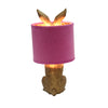 Adorable & Quirky Gold Rabbit Bunny Table Lamp Pink Shade