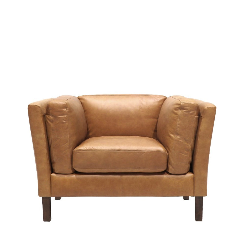 Camel leather club chair deals