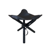 Black Leather & Teak Wood Pellini Foldup Stool - Modern Chic