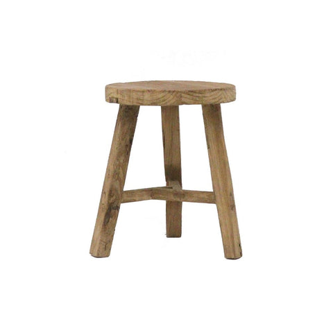 Reclaimed Elm Round Parq Stool / Bedside / Side Table - Handcrafted Farmhouse Chic
