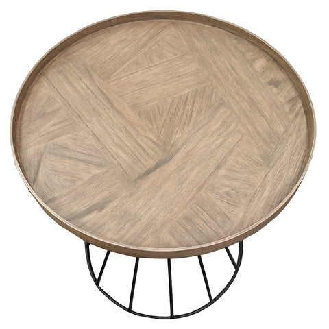 Modern Grenada Iron & Dark Wood Motif Side Table