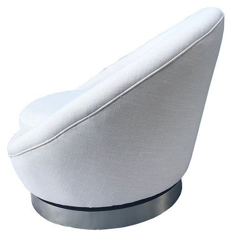 Shell White & Silver Amour Swivel Lounge Chair Modern Couture
