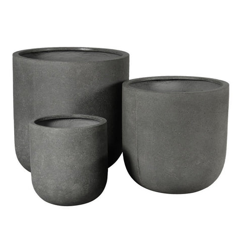 Kaweka Concrete Outdoor Planter - Smaller Sandy Black