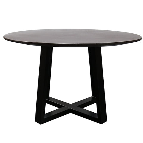 Kobe Charcoal Fibre Cement & Black Iron Dining Table - Modern Chic