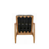 Black Leather & Natural Wood Frame Reid Contemporary Elegance Sofa / Lounge Armchair