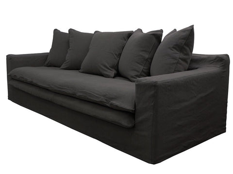 Black Keely Slipcover Sofa / Lounge 3 Seater