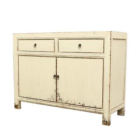 Shabby Chic Vintage Cream Oriental 2 Door Sideboard Table