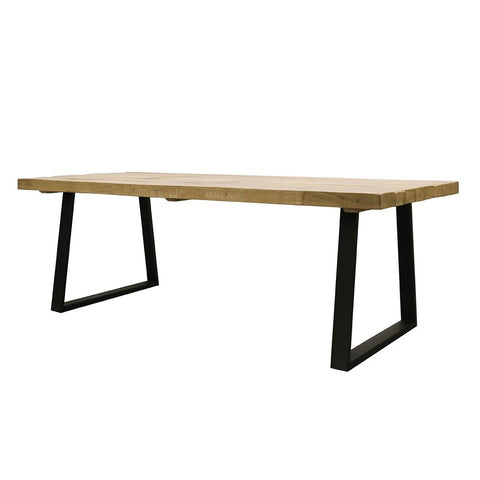 Bespoke Geometric Reclaimed Teak Wood & Iron Base Dining Table