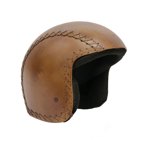 Iconic Aged Leather Traditional Motorbike Helmet Decorative Showpiece