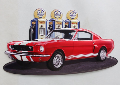 Mustang & Petrol Pumps Quality Embossed Wall Art Sign