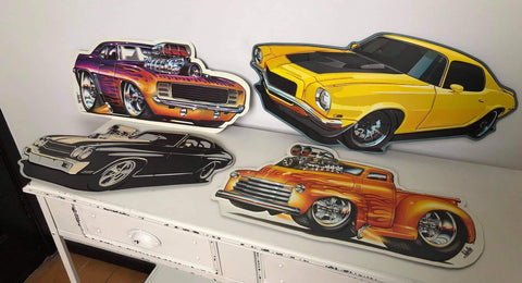 Yellow Embossed Camaro Hot Wheels Wall Art Sign