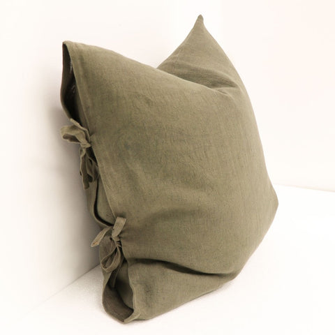 Tully Olive Green Luxury Bow Tied Lounge / Chair Cushion 55cm x 55cm