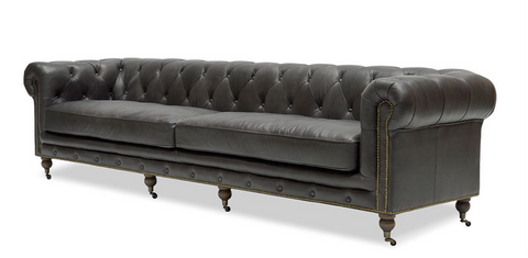 Ultimate Leather Luxury Sofa / Lounge Stanhope Chesterfield 4 Seater - Aged Onyx