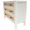 Lumsden Ivory Wood & Woven Rattan Commode / Bedside Table - Three Drawer