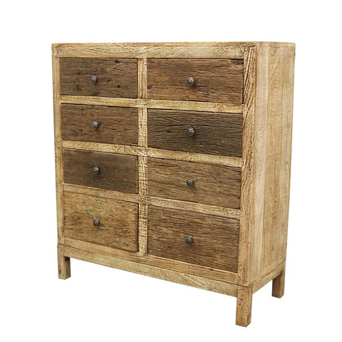 Mango Driftwood Wooden Chest of Drawers - 8 Drawers