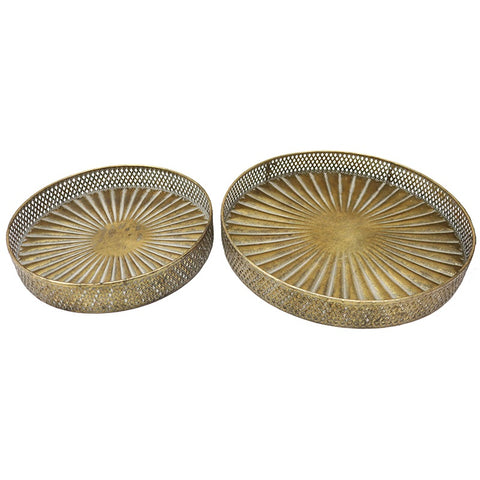 Dakota Decorative Gold Iron Display Trays Set of Two