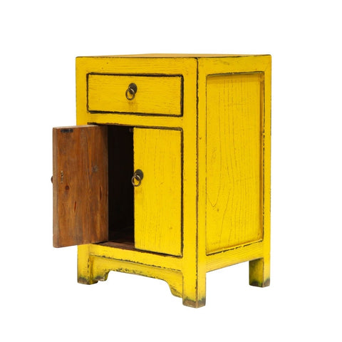 Shabby Chic Oriental Yellow Bedside Table Sideboard Table / Lamp Table