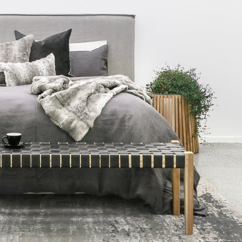 Queen Cement Grey Linen Keely Bedhead Headboard - Sophisticated Chic