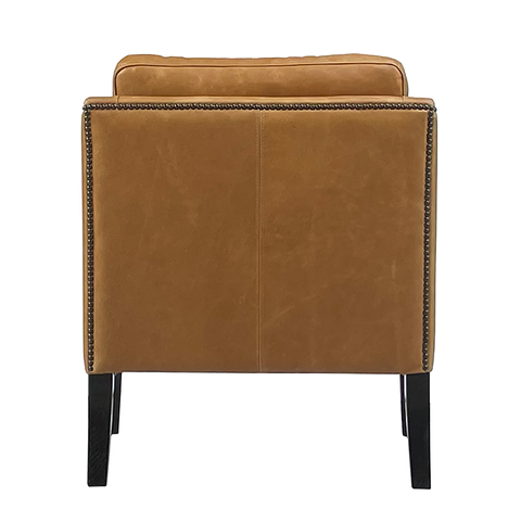 Ralph Armchair / Occasional Chair Vintage Cognac Leather & Oak Wood