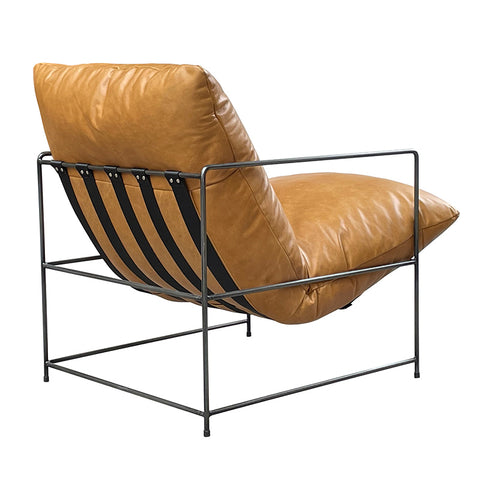 Copenhagen Lounge Chair / Armchair  - Cognac Leather With Black Strap Frame.