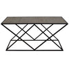 Dark Bronze & Rattan Triangle Console Table - Modern Geometric