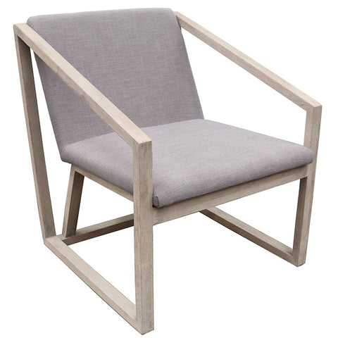 Jensen Oak & Grey Linen Geometric Modern Art Lounge Chair Armchair