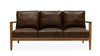 Reid Brown Leather & Natural Wood Frame Three Seater Sofa / Lounge - Contemporary Elegance