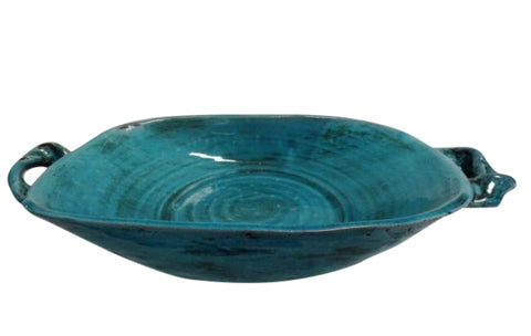 Exquisite Turquoise Ceramic Scallop Platter With Glaze - Smaller Size