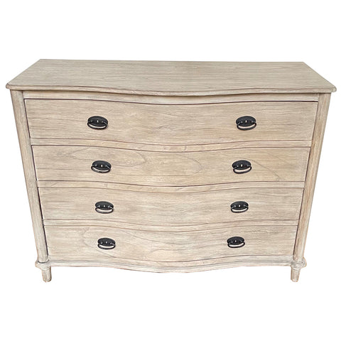 French Commode / Bedside Table Four Drawer Shabby Chic Distressed Wood