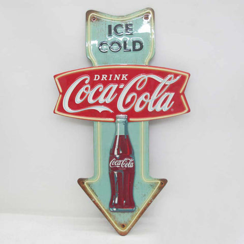 Coca Cola Pointing Arrow Embossed Wall Art Sign