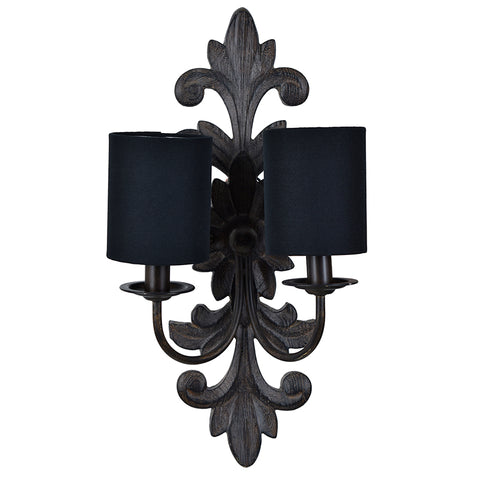 Teslar Fleur De Lys Black Or White Wall Sconce Wall Light - Antique Shabby Chic Style
