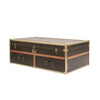 Bygone Voyager Steamer Trunk Coffee Table Brown Aged Leather & Gold Hardware