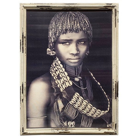 Captivating Dakota Tribal Art Print With Rustic Wood Frame