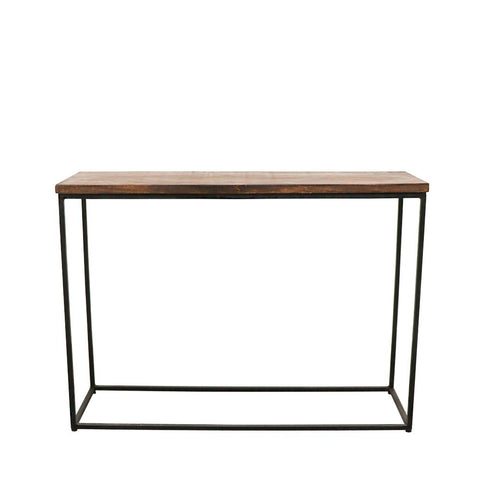 Minimalist Rustic Mango Wood & Black Iron Frame Console Table