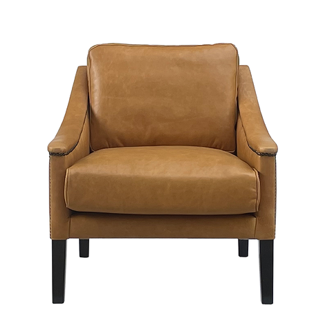 Ralph Armchair / Occasional Chair Vintage Cognac Leather & Oak Wood