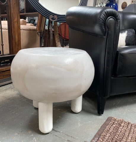 White Donut Shaped Solid Wood Side Table