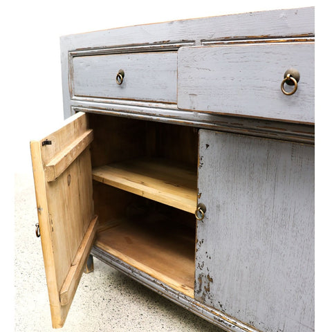 Shabby Chic Blue/Grey Oriental 2 Door Sideboard Table