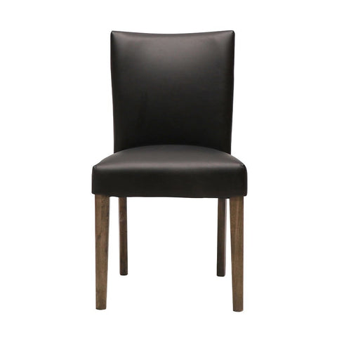 Sasa Modern Chic Oak & Black Leather Dining Chair