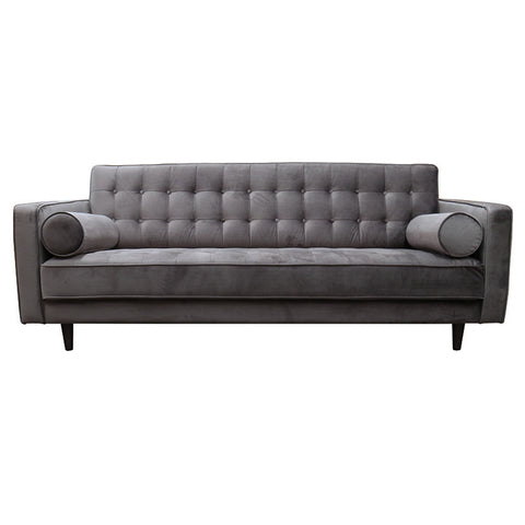 Puerto Grey Velvet Luxurious Three Seater Sofa / Lounge Suite