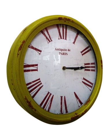 Distressed Lime Antiquité de Paris Country Chic Large Wall Clock