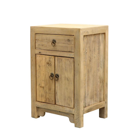 Natural Whitewash Oriental Yellow Bedside Table Sideboard Table / Lamp Table